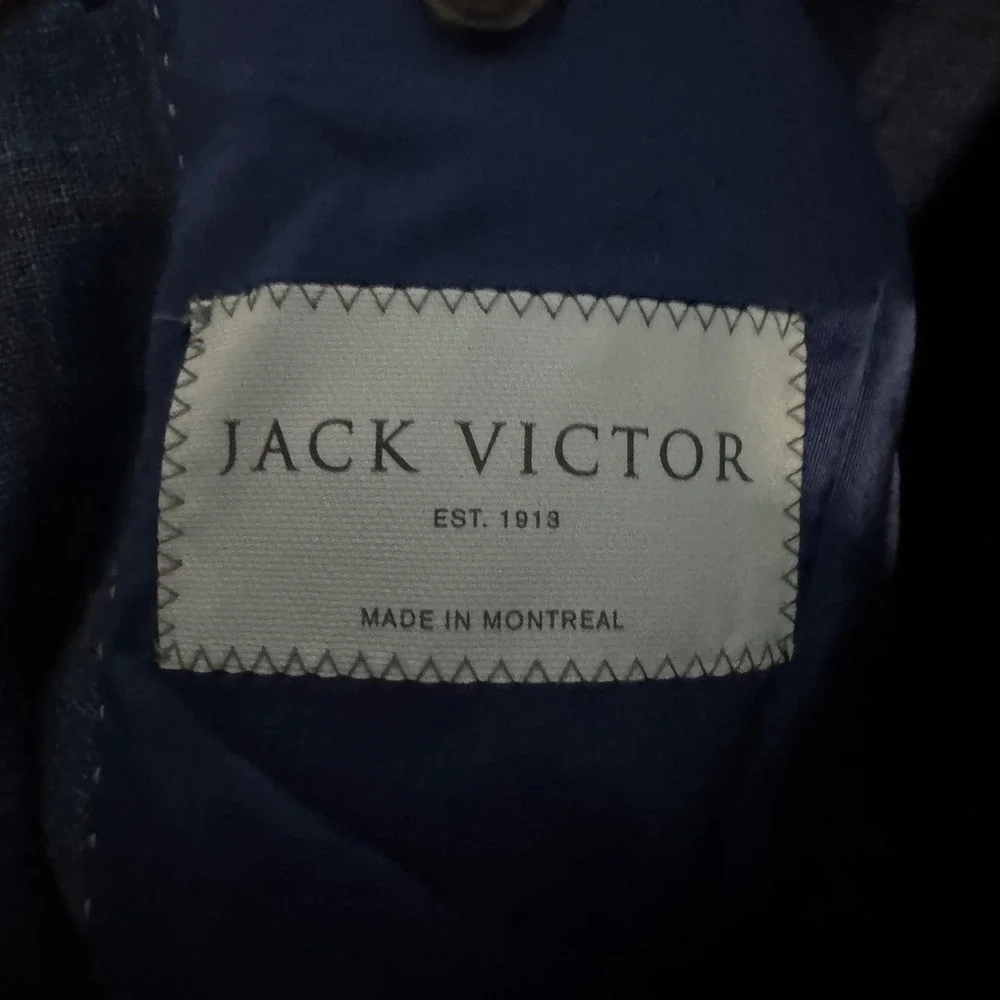 Jack Victor Hampton Loro Piana Sport Coat Mens 48R Blue Plaid Wool Silk Linen
